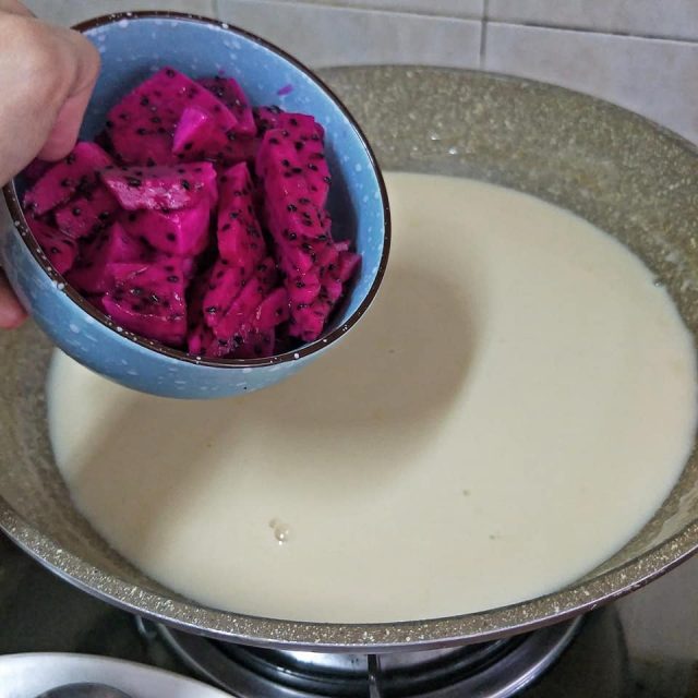 resipi puding buah naga susu